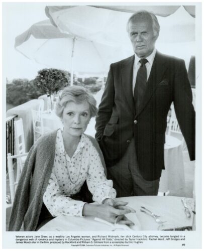 Seated woman with a coat over her shoulders at a round table, while a man in a dark suit stands beside her on a sunlit outdoor terrace for a formal dining scene.