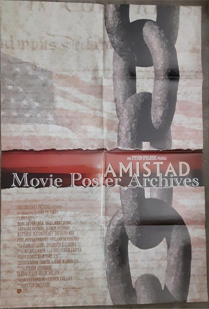 AMISTAD, 1997, movie poster, Morgan Freeman, Anthony Hopkins