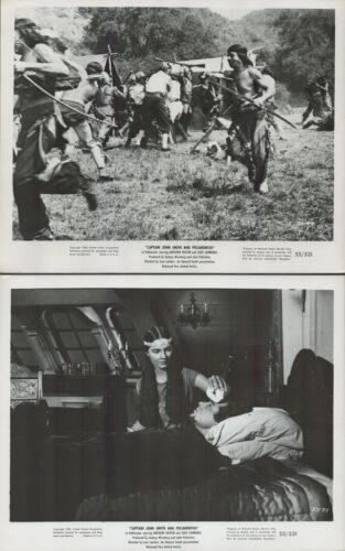Staged battle scene with Native American warriors and armed soldiers in a Pocahontas film still set in a grassy outdoor area.