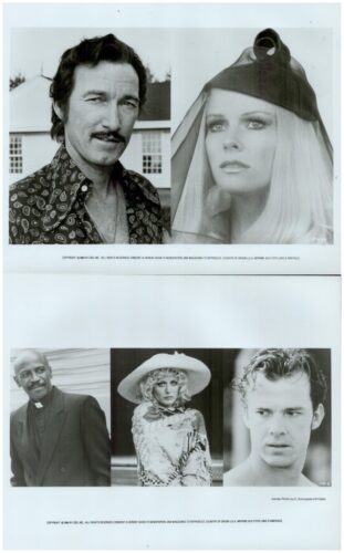 Collage of five black-and-white portraits: top left a man with dark hair and mustache; top right a woman in a veil; bottom left a priest; bottom middle a woman in a wide-brim hat; bottom right a shirtless man with short hair.