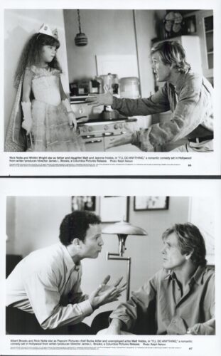 Two black-and-white film stills: top shows a man reaching toward a girl in a princess costume in a kitchen; bottom shows two men in a serious discussion indoors.