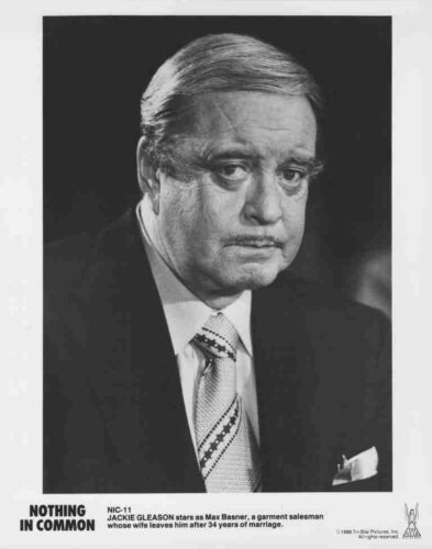 Black-and-white movie poster featuring Jackie Gleason in a suit, portraying Max Basner in Nothing in Common.