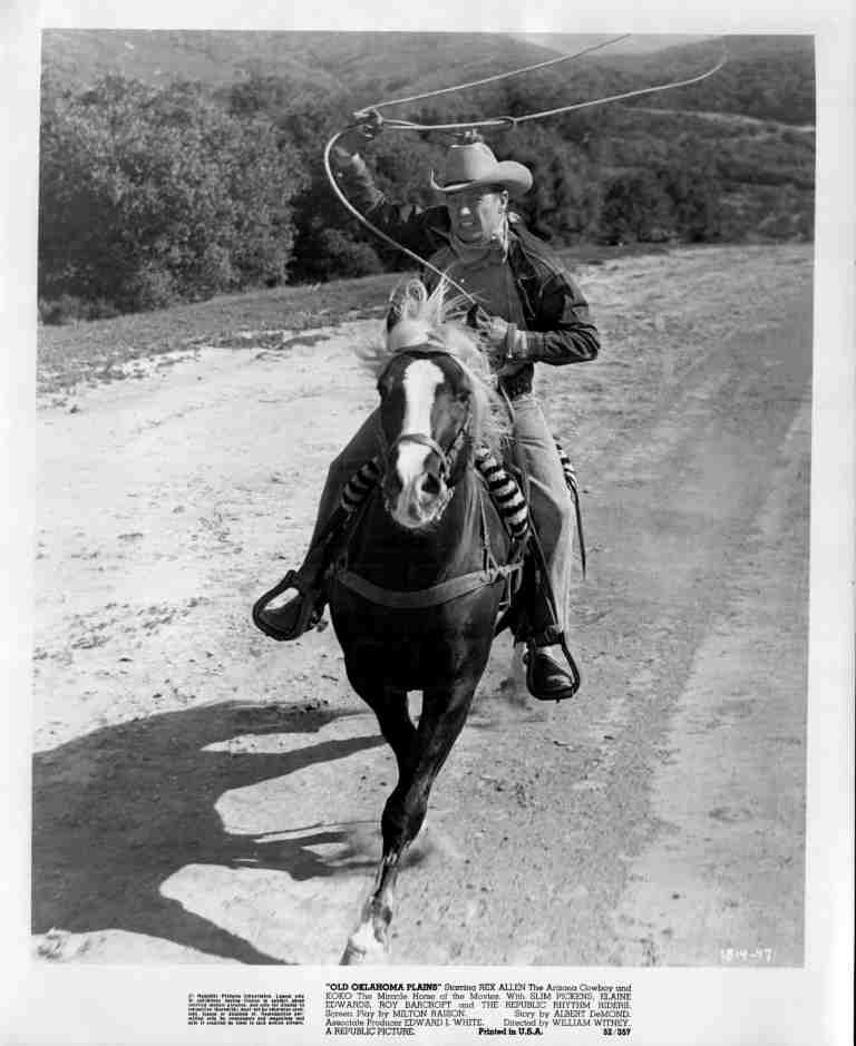 OLD OKLAHOMA PLAINS, 1952, movie stills, Rex Allen, Slim Pickens