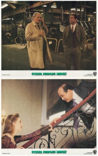 Poster for Other People's Money: top panel shows two men in a factory, one on the phone and the other in a suit.