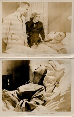 Top: doctor and nurse by a patient in a hospital bed; bottom: patient resting with eyes closed in bed (two sepia-toned panels).
