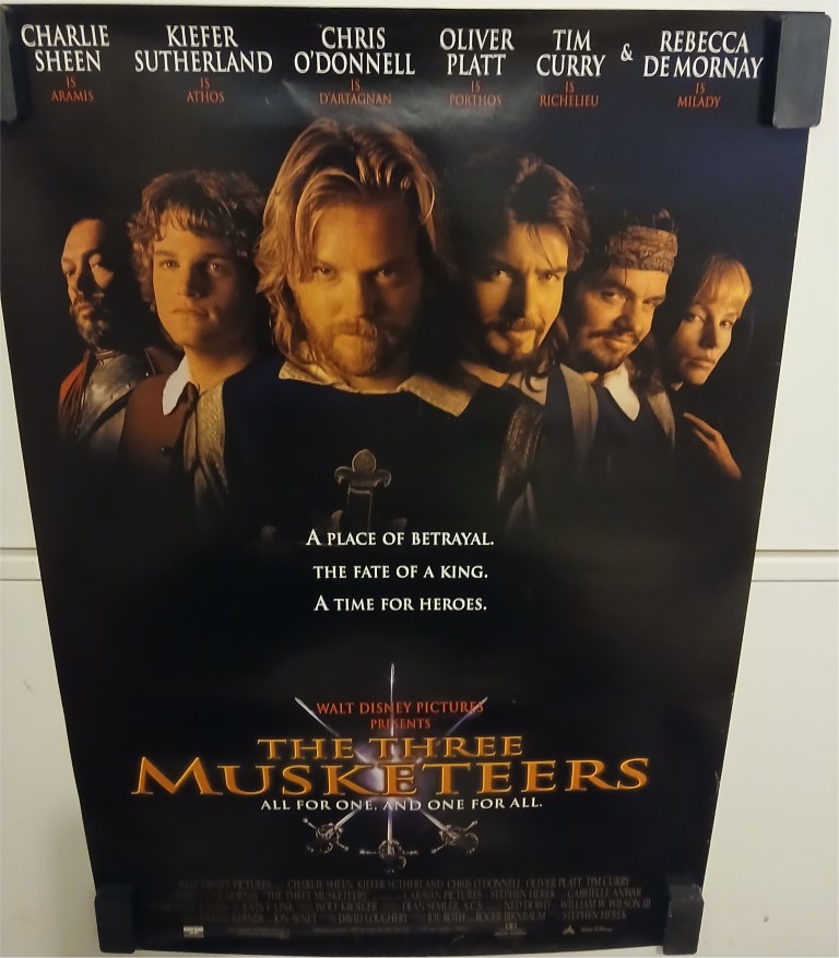 THREE MUSKETEERS, 1993, mini sheet, Charlie Sheen, Tim Curry