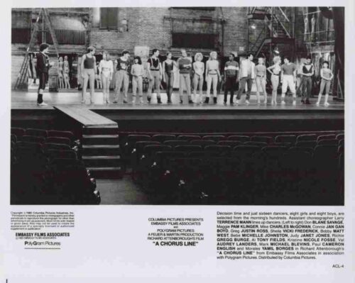CHORUS LINE, 1985, movie stills, Michael Douglas, Alyson Reed