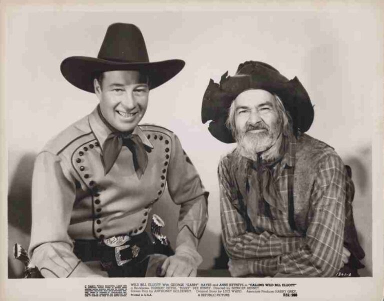 CALLING WILD BILL ELLIOTT, movie still set , DEALERS LOT, Bill Elliot, Gabby Hayes