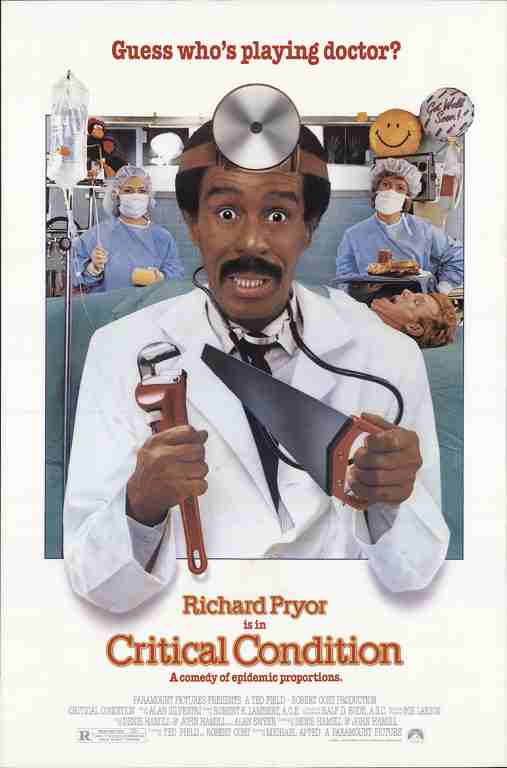 CRITICAL CONDITION, 1987, movie poster, DEALERS LOT, Richard Pryor, Ruben Blades