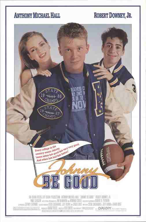 JOHNNY BE GOOD, 1988, movie poster, DEALERS LOT, Anthony Michael Hall, Robert Downey Jr