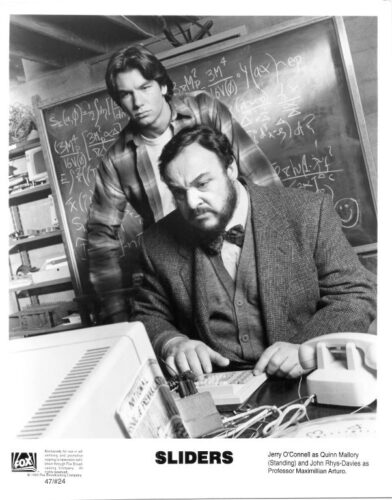 SLIDERS, tv still, Jerry OConnell, John Rhys-Davies