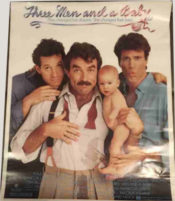 THREE MEN AND A BABY, 1987, mini sheet, DEALERS LOT, Tom Selleck, Steve Guttenberg