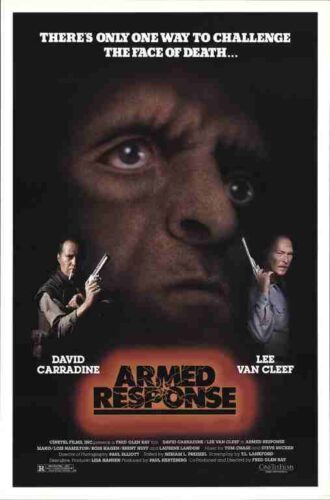 ARMED RESPONSE, 1986, movie poster, DEALERS LOT, David Carradine, Lee Van Cleef