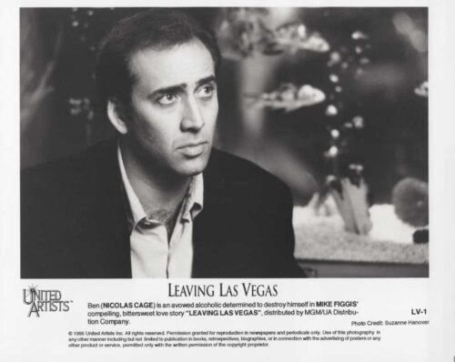 LEAVING LAS VEGAS, 1995, movie stills, DEALERS LOT, Nicolas Cage, Elisabeth Shue