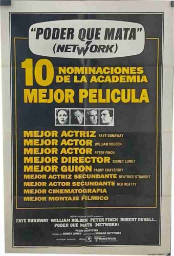 NETWORK, 1977, movie poster, DEALERS LOT, William Holden, Faye Dunaway