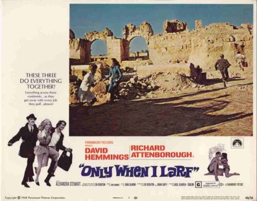 ONLY WHEN I LARF, 1969, lobby card set, DEALERS LOT, Richard Attenborough
