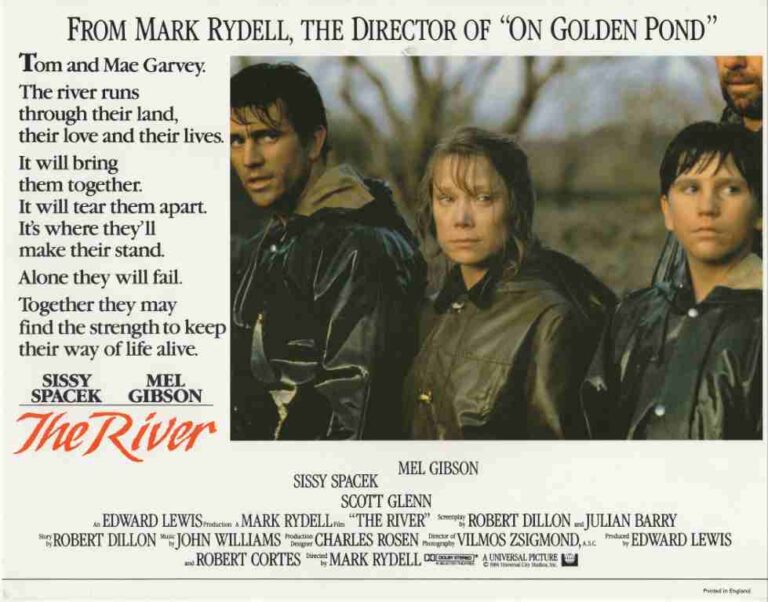 RIVER, 1984, lobby card set, DEALERS LOT, Mel Gibson, Sissy Spacek