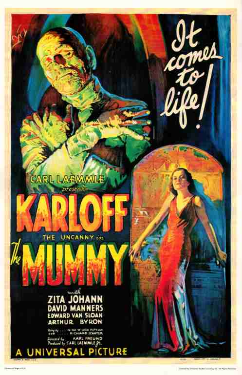 MUMMY, 1932, REPRINT, Boris Karloff, David Manners