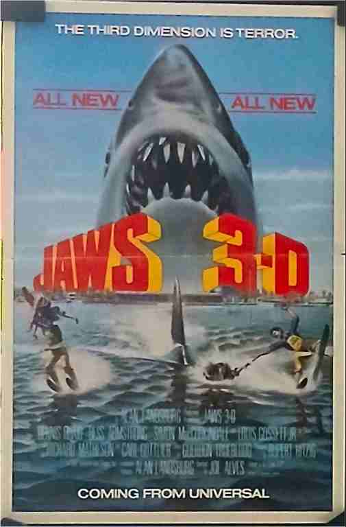 JAWS 3-D, 1983, mini sheet, Dennis Quaid, Louis Gossett Jr.