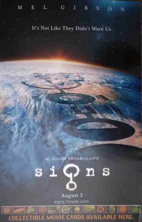 SIGNS, 2002, mini sheet, Mel Gibson, Joaquin Phoenix, Rory Culkin
