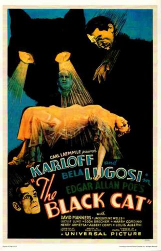 BLACK CAT, 1934, REPRINT, Boris Karloff, Bela Lugosi