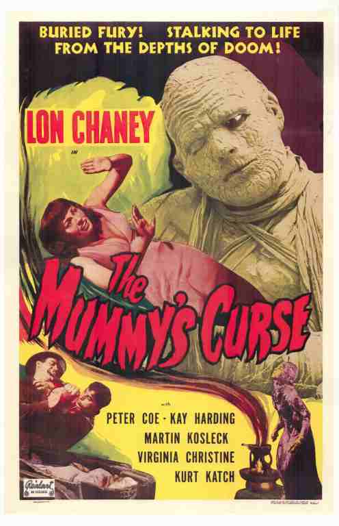 MUMMYS CURSE, 1944, REPRINT, Lon Chaney Jr.
